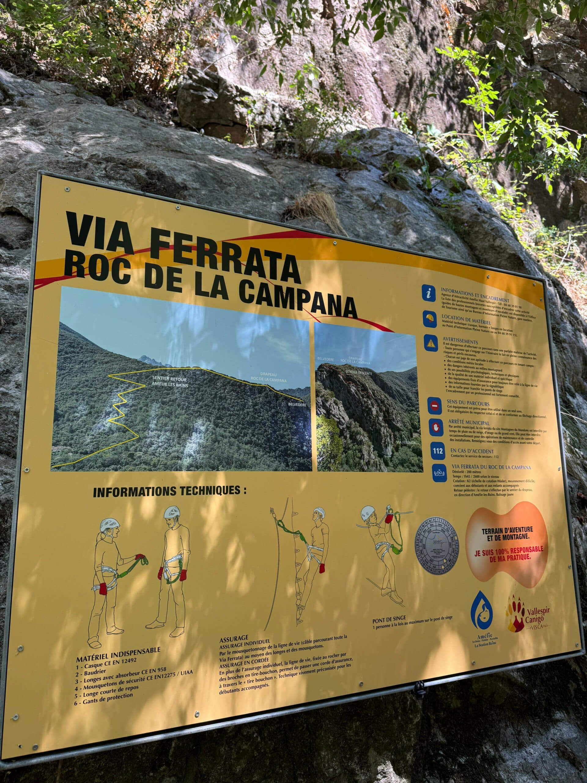 location matériel via ferrata amélie les bains